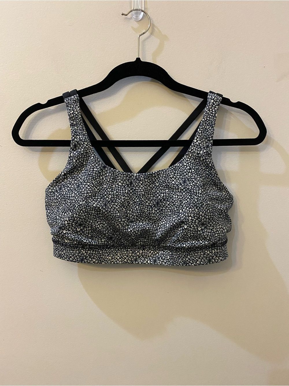 lululemon athletica Black & White Floral Strappy Sports Bra